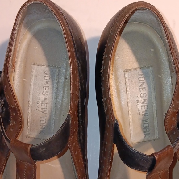 Women's vintage Jones New York black & brown leather Mary Janes sz 8.5 - Picture 2 of 10